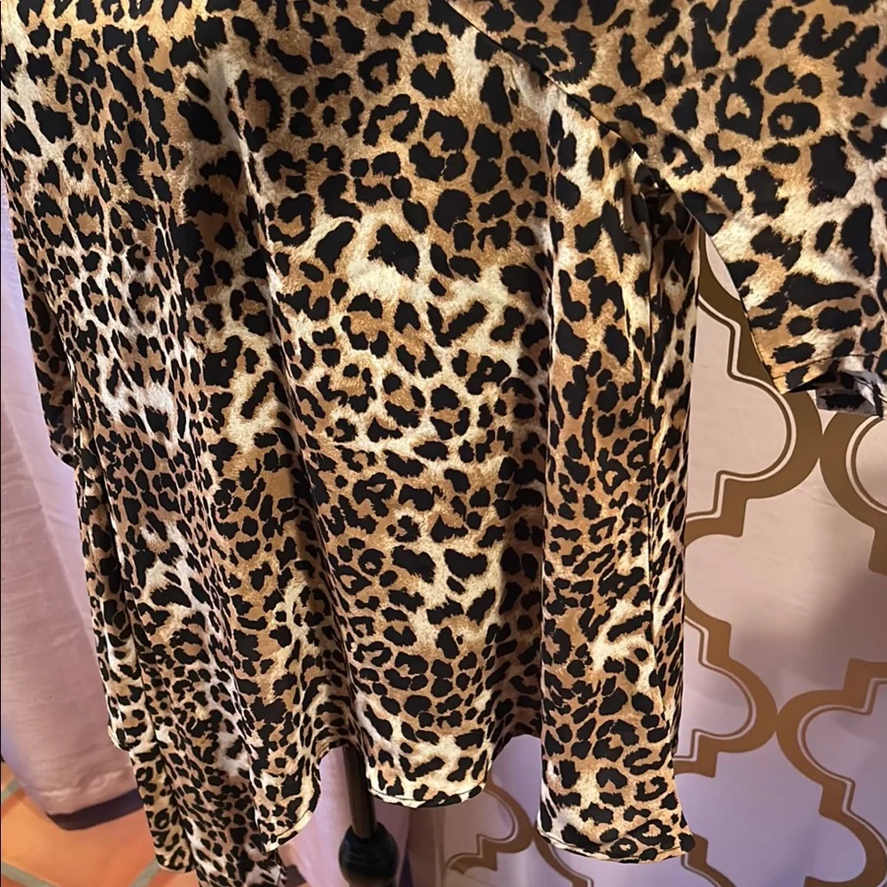 Laurie Felt Oversized Leopard Print Tunic Brown Black - Picture 6 of 8